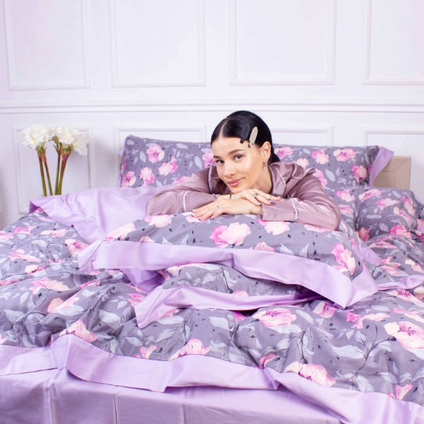 Фото - Комплект постільної білизни MirSon Satin print Elit Aster 143х210х2 см (2200005393864)